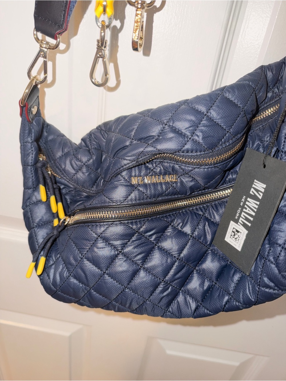 MZ Wallace Quilted Navy Crossbody Bag